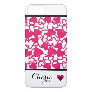 Capa iPhone 8 Plus/7 Plus Estojo de telefone Coração Rosa Vibrante