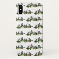 Estojo para iPhone X Festa de Papagaio Cinzento Af