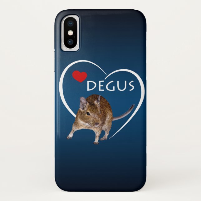 Capa Para iPhone, Case-Mate Estojo para iPhone X Love Degus (Azul Claro/Escuro (Verso)