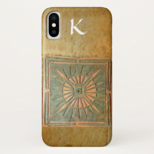 Capa Para iPhone X ESTRELA DE MANHÃ,Amarelo,Marrom,Monograma Branco
