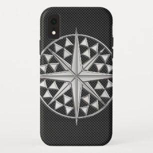 Capa Para iPhone XR Estrela Náutica Chrome em Fibra de Carbono