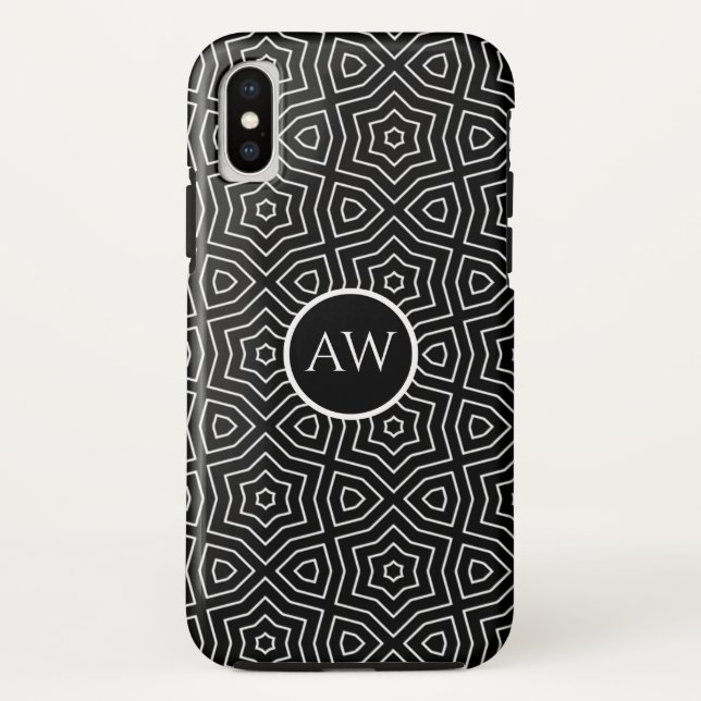 Capa Para iPhone, Case-Mate Estrelas Arabescas Pretas e Brancas Personalizadas (Verso)