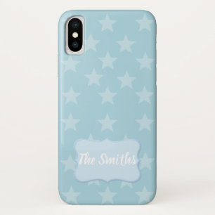 Capa Para iPhone Da Case-Mate Estrelas no costume azul do monograma ou do nome