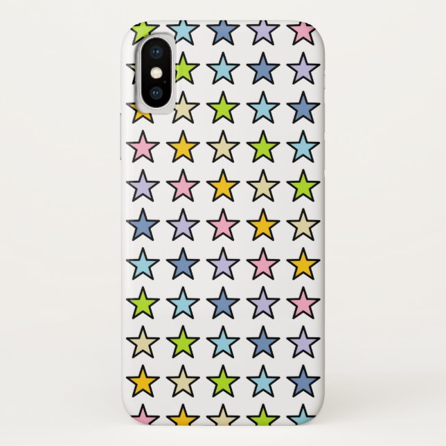Capa Para iPhone, Case-Mate Estrelas Pastel esboçadas preto do arco-íris (Verso)