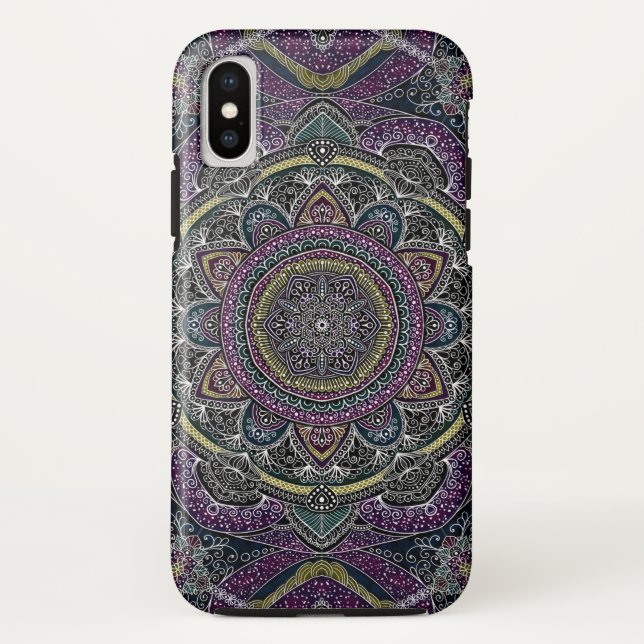 Capa Para iPhone, Case-Mate Estrelas sagrados e laço da mandala roxos e pretos (Verso)