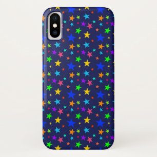 Capa Para iPhone X Estrelas Whimsical Multicolor Fundo Azul Marinho