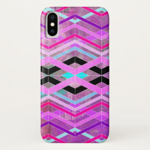 Capa Para iPhone Da Case-Mate Estrias Geométricas de Pia Rosa Púrpura e Aqua