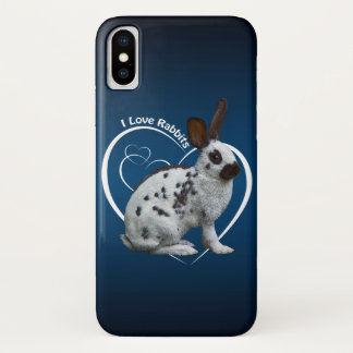 Capa Para iPhone Da Case-Mate Eu Amo Coelhos Estojo para iPhone X (Azul/Preto)