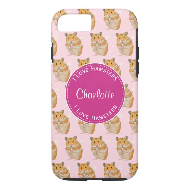 Capa Para iPhone, Case-Mate Eu amo Hamsters Pink Hamster Patterno (Verso)