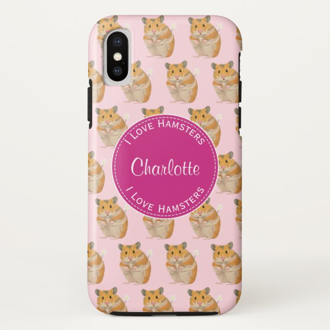 Capa Para iPhone, Case-Mate Eu amo Hamsters Pink Hamster Patterno (Verso)