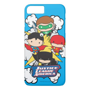Capa iPhone 8 Plus/7 Plus Explosão da Liga da Justiça de Chibi na América
