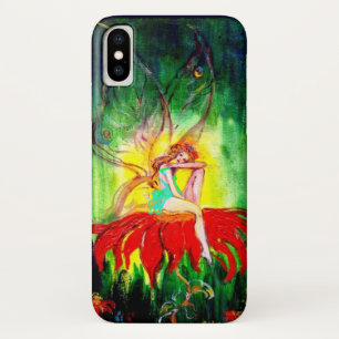 Capa Para iPhone X FAIRY DREAMING NO VERMELHO FLOR, verde-amarelo
