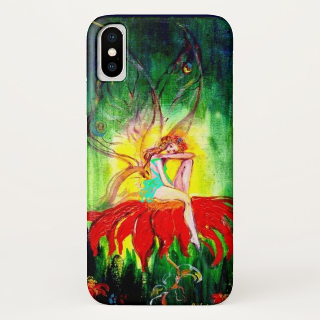 Capa Para iPhone, Case-Mate FAIRY DREAMING NO VERMELHO FLOR, verde-amarelo (Verso)