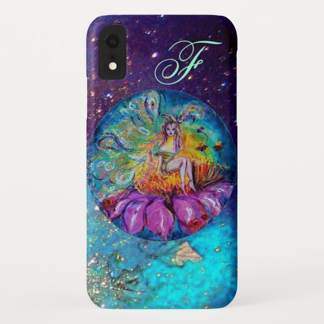 Capa Para iPhone, Case-Mate FAIRY IN A NOITE Blue Teal Monograma (Verso)