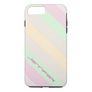 Capa Para iPhone Da Case-Mate Faixa Diagonal de Pastel com Nome Personalizado, D