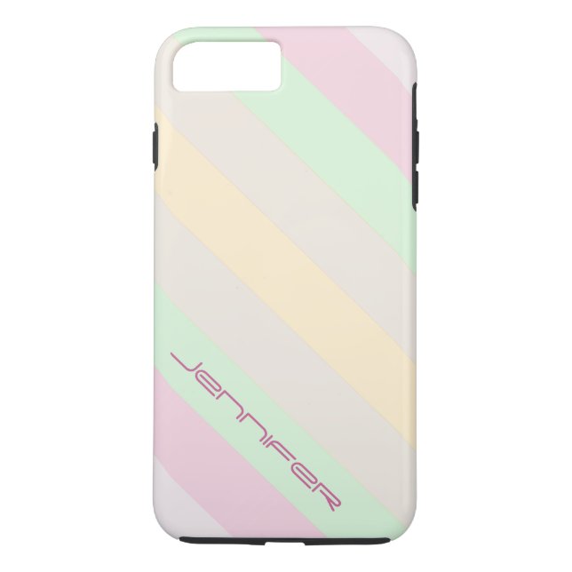 Capa Para iPhone, Case-Mate Faixa Diagonal de Pastel com Nome Personalizado, D (Verso)