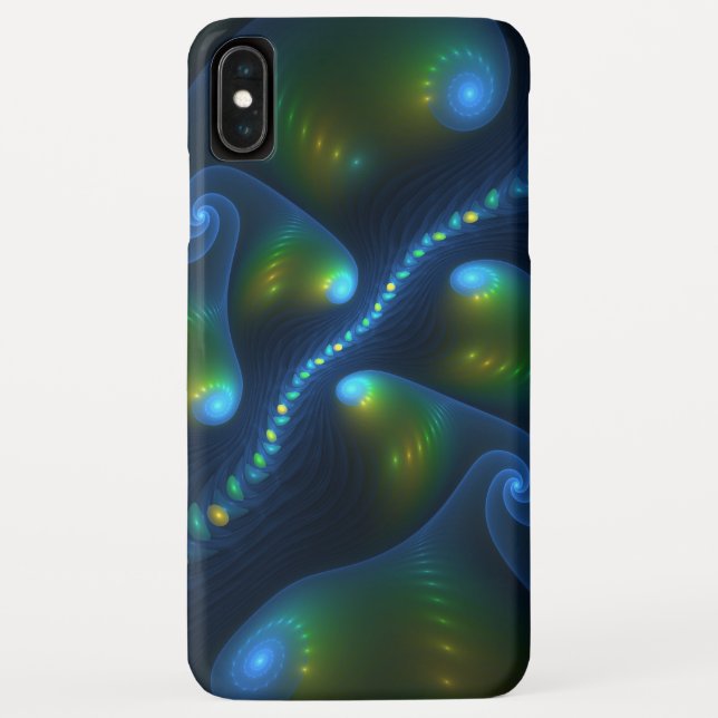 Capa Para iPhone, Case-Mate Fantasy Luzes Abstrato Azul Verde Amarelo Fractal (Verso)
