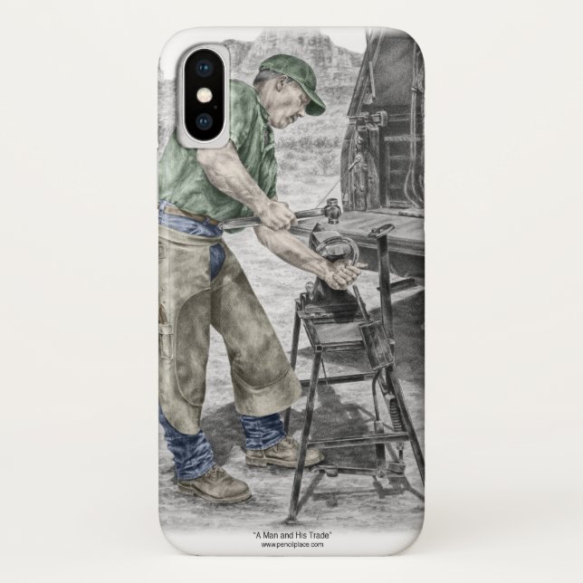 Capa Para iPhone, Case-Mate Farrier Blacksmith Usando Anvil (Verso)