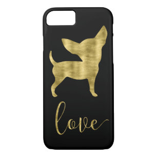 Capa Para iPhone Da Case-Mate Faux Dourado E Black Chihuahua Love Iphone 8 Case