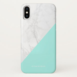 Capa Para iPhone Da Case-Mate Faux Marble com Sotaque Aqua Moderno Personalizado