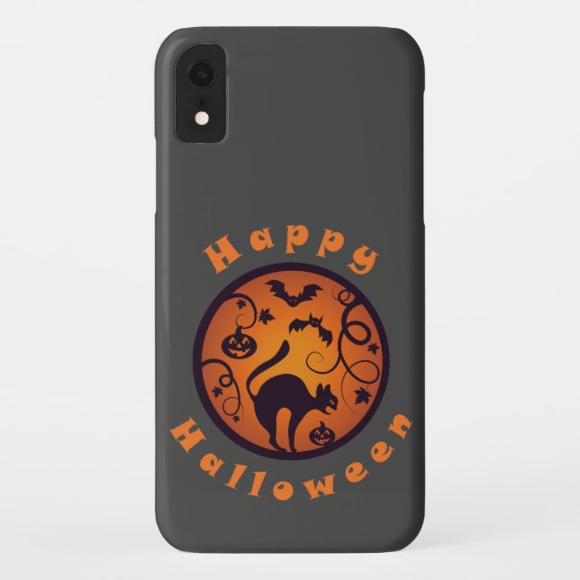 Capa Para iPhone, Case-Mate Feliz lanterna do Halloween aranhas e morcegos neg (Verso)