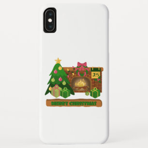 Capa Para iPhone Da Case-Mate Feliz Natal perto da árvore de Natal de lareira bo