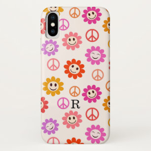 Capa Para iPhone Da Case-Mate Felizes Flores Sorridentes com Sinais de Paz Monog