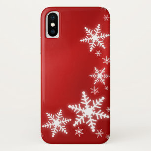 Capa Para iPhone X Feriado do vermelho dos flocos de neve