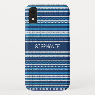 Capa Para iPhone Da Case-Mate Festa de Natal Personalizada da Greve Branca Azul-