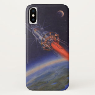 Capa Para iPhone X Ficção científica do vintage, Sci Fi Rocket sob