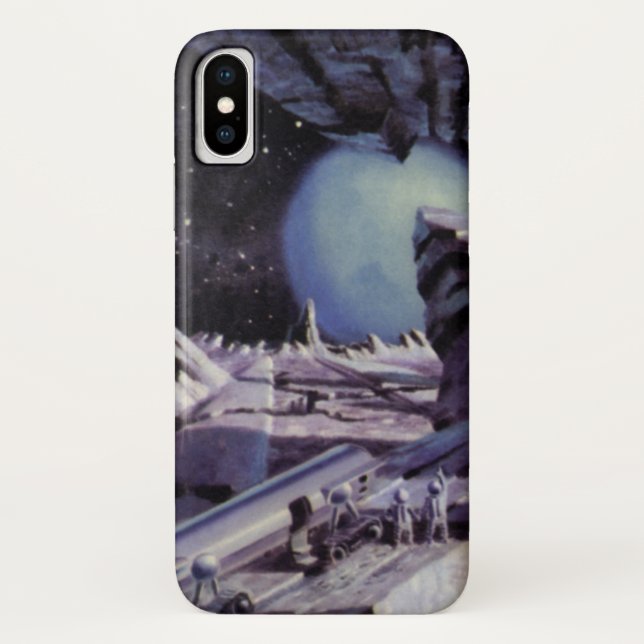 Capa Para iPhone, Case-Mate Ficção científica retrô, alienígenas na Lua no esp (Verso)