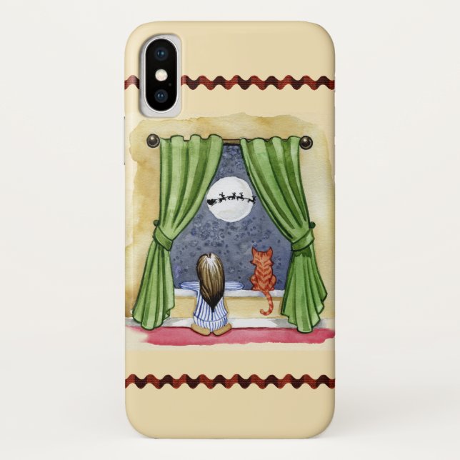 Capa Para iPhone, Case-Mate Filha e Gatinho de Véspera de Natal Bonito (Verso)