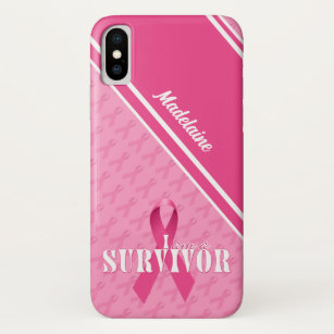 Capa Para iPhone XS Fita Rosa Personalizada Sobrevivente do Câncer da 