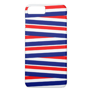 Capa iPhone 8 Plus/7 Plus Fitas Vermelhas, Brancas e Azuis