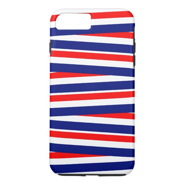 Capa Para iPhone, Case-Mate Fitas Vermelhas, Brancas e Azuis (Verso)