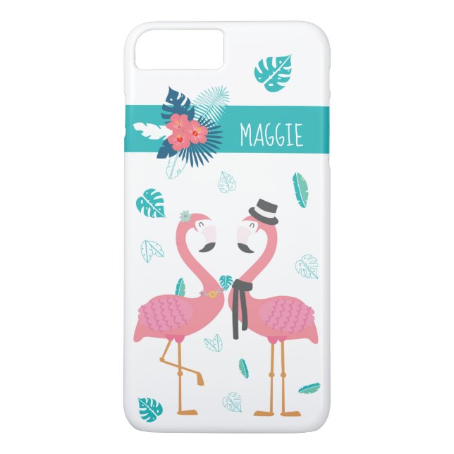 Capa Para iPhone, Case-Mate Flamingo divertido com flores e folhas tropicais (Verso)