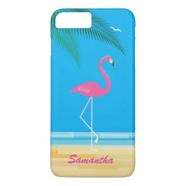 Capa iPhone 8 Plus/7 Plus Flamingo Rosa no Caso do iPhone 7 Plus em Praia
