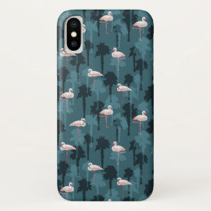 Capa Para iPhone X Flamingos Pastel na cerceta