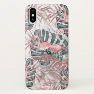 Capa Para iPhone Da Case-Mate Flamingos Tropicais em Rosa Dourado Folhas e Mármo