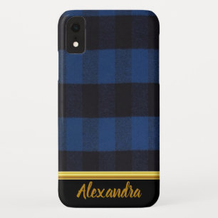 Capa Para iPhone Da Case-Mate Flannel Buffalo Xadrez Textura azul de lenhador
