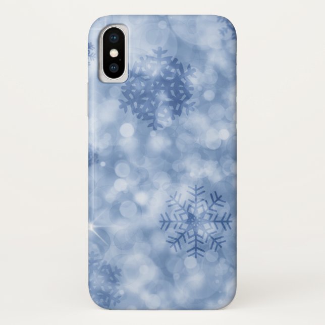 Capa Para iPhone, Case-Mate Flocos de neve azuis e faíscas (Verso)