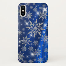 Flocos de neve de prata Sparkly no azul