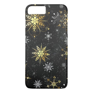 Capa iPhone 8 Plus/7 Plus Flocos de neve do Ouro Xmas em preto