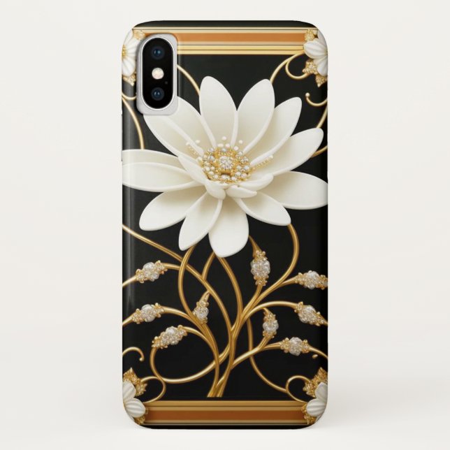 Capa Para iPhone, Case-Mate Flor Branca Luxuosa (Verso)