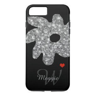 Capa Para iPhone Da Case-Mate Flor de brilho bonito com nome e inicial