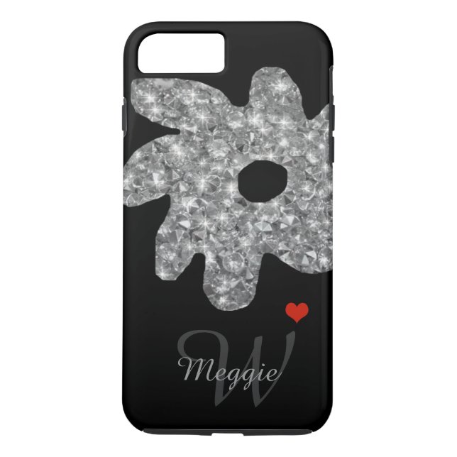 Capa Para iPhone, Case-Mate Flor de brilho bonito com nome e inicial (Verso)