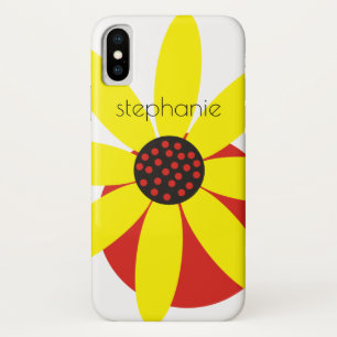Capa Para iPhone Da Case-Mate Flor de margarida amarela e vermelha e nome floral
