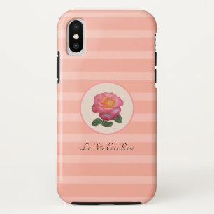 Capa Para iPhone Da Case-Mate Flor de Rosa Bonita em Listras Rosa Coral