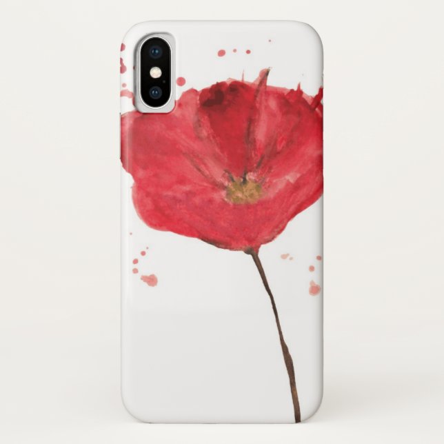 Capa Para iPhone, Case-Mate Flor pintada 2 da papoila da aguarela (Verso)
