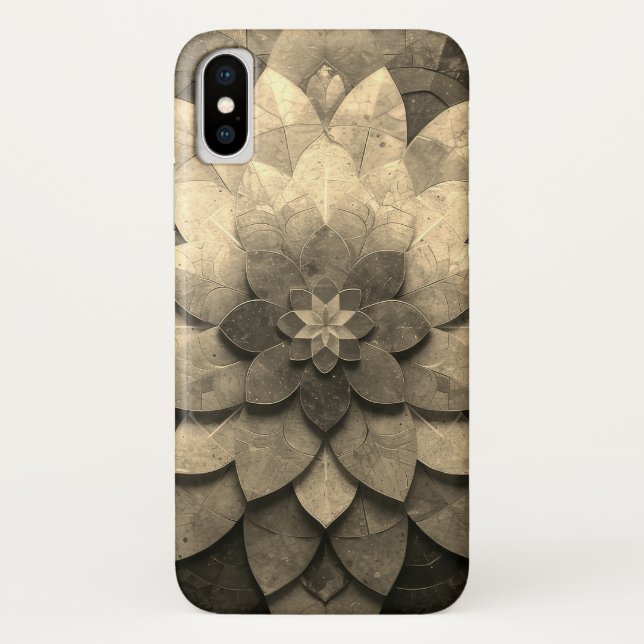 Capa Para iPhone, Case-Mate Flor Texturizada com Mandala, Ouro antigo (Verso)